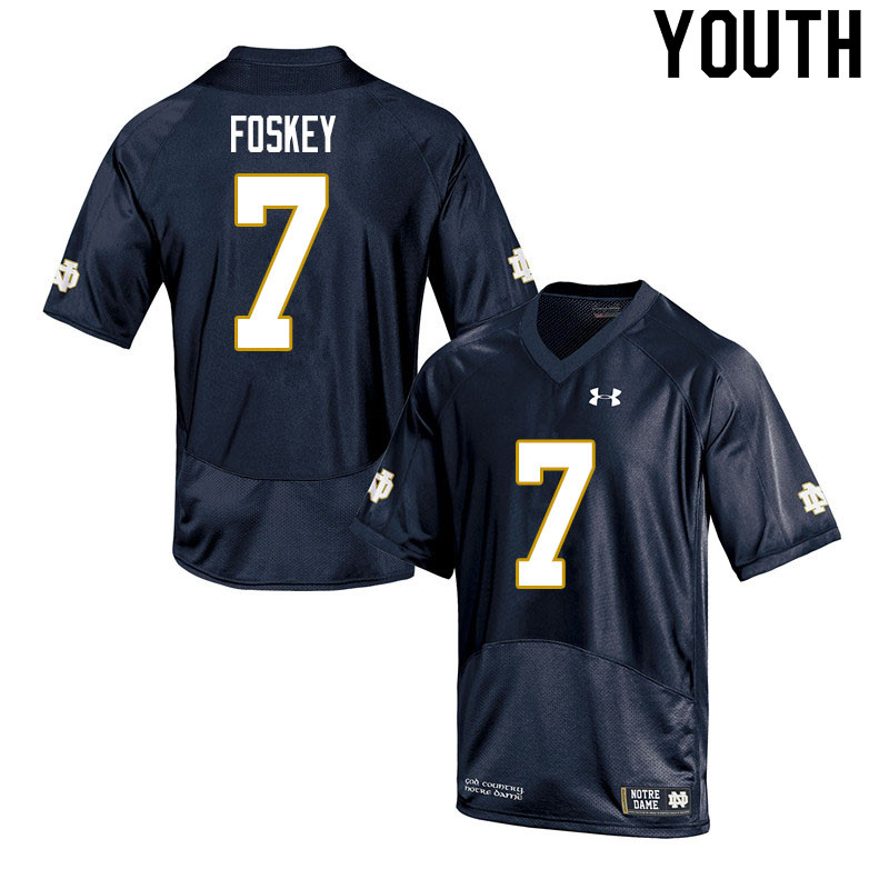 Youth NCAA Notre Dame Fighting Irish #7 Isaiah Foskey Stitched College Under Armour Authentic Navy Football Jersey WZ10Y68ET